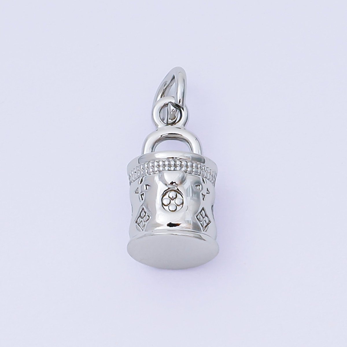 24K Gold Filled 12mm Tube Floral Handy Bag Charm in Gold & Silver | AH - 611 - DLUXCA