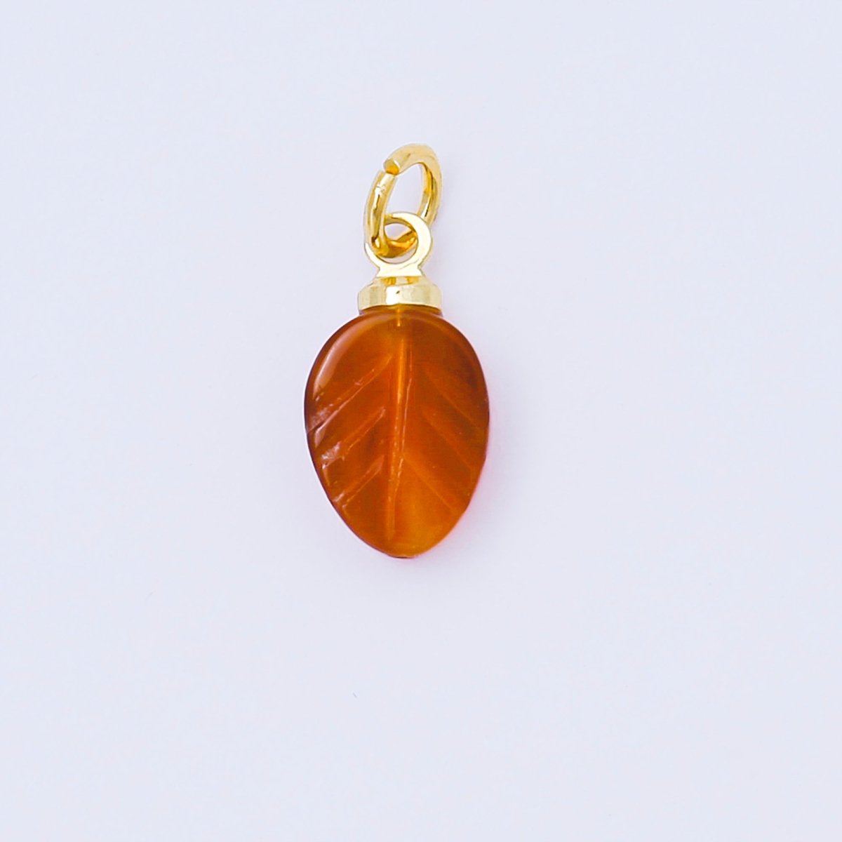 24K Gold Filled 12mm White, Green, Red Gemstone Leaf Mini Charm | AC1591 - AC1593 - DLUXCA