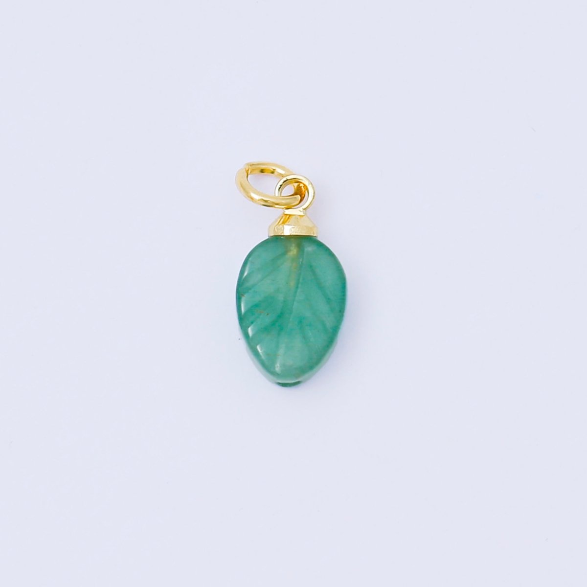 24K Gold Filled 12mm White, Green, Red Gemstone Leaf Mini Charm | AC1591 - AC1593 - DLUXCA