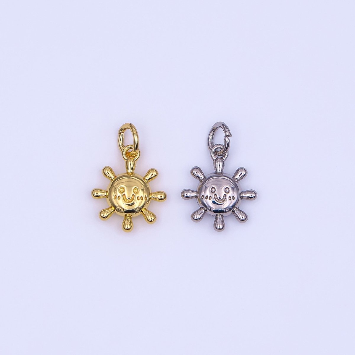 24K Gold Filled 13.5mm Smiley Sun Happy Morning Sunrise Charm in Gold & Silver | AF499 - DLUXCA