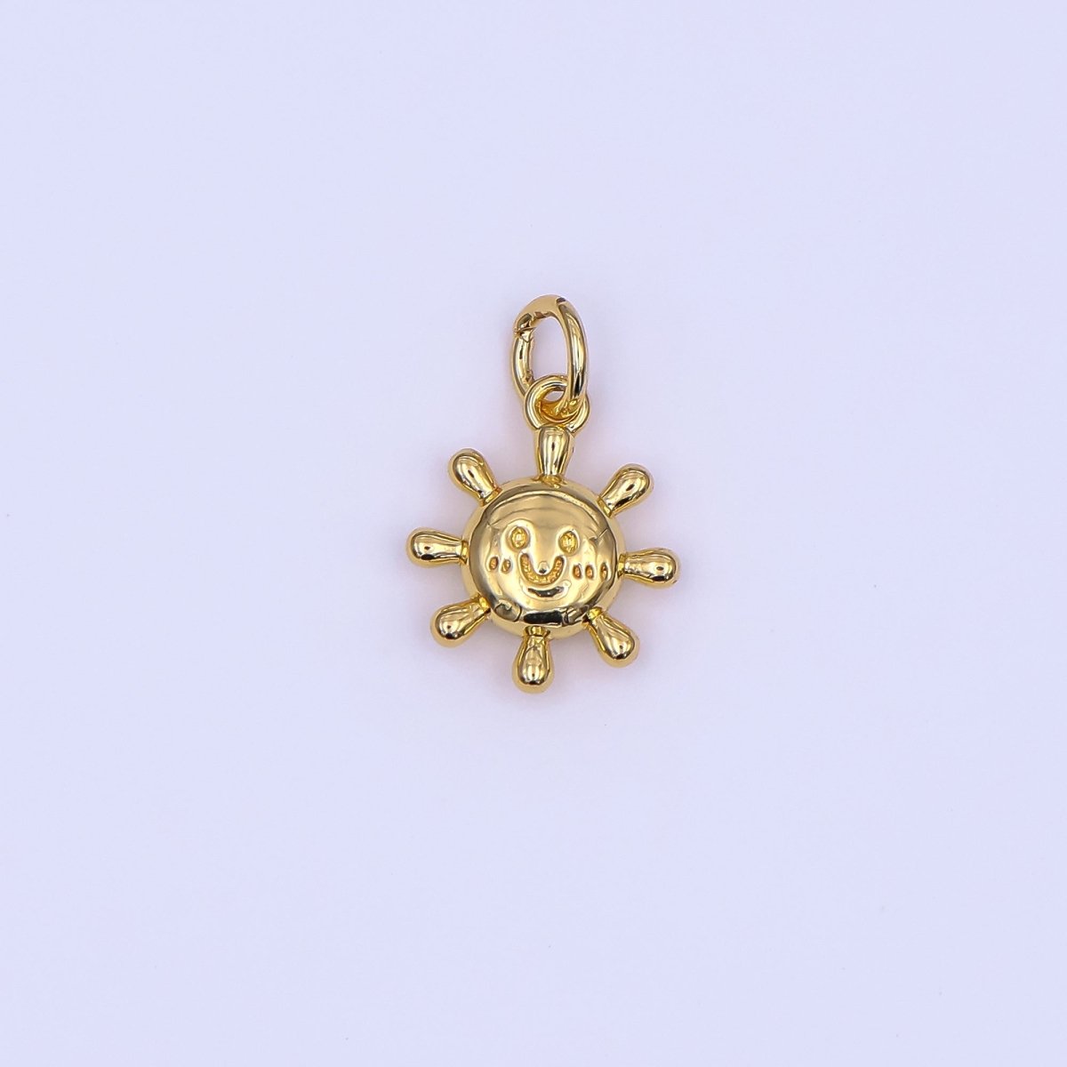 24K Gold Filled 13.5mm Smiley Sun Happy Morning Sunrise Charm in Gold & Silver | AF499 - DLUXCA