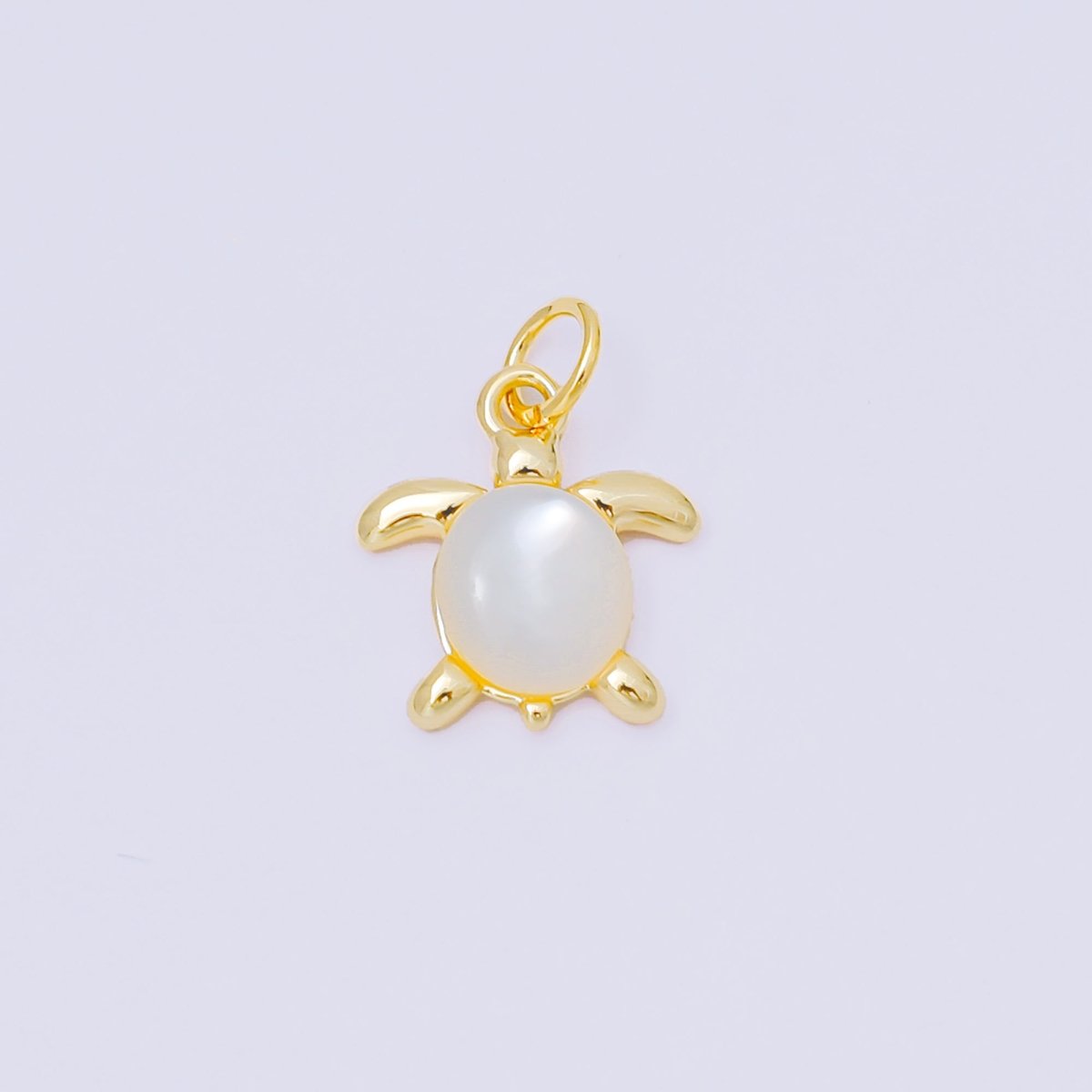 24K Gold Filled 13.5mm Under the Sea Turtle Shell Pearl Dainty Charm | M890 - DLUXCA