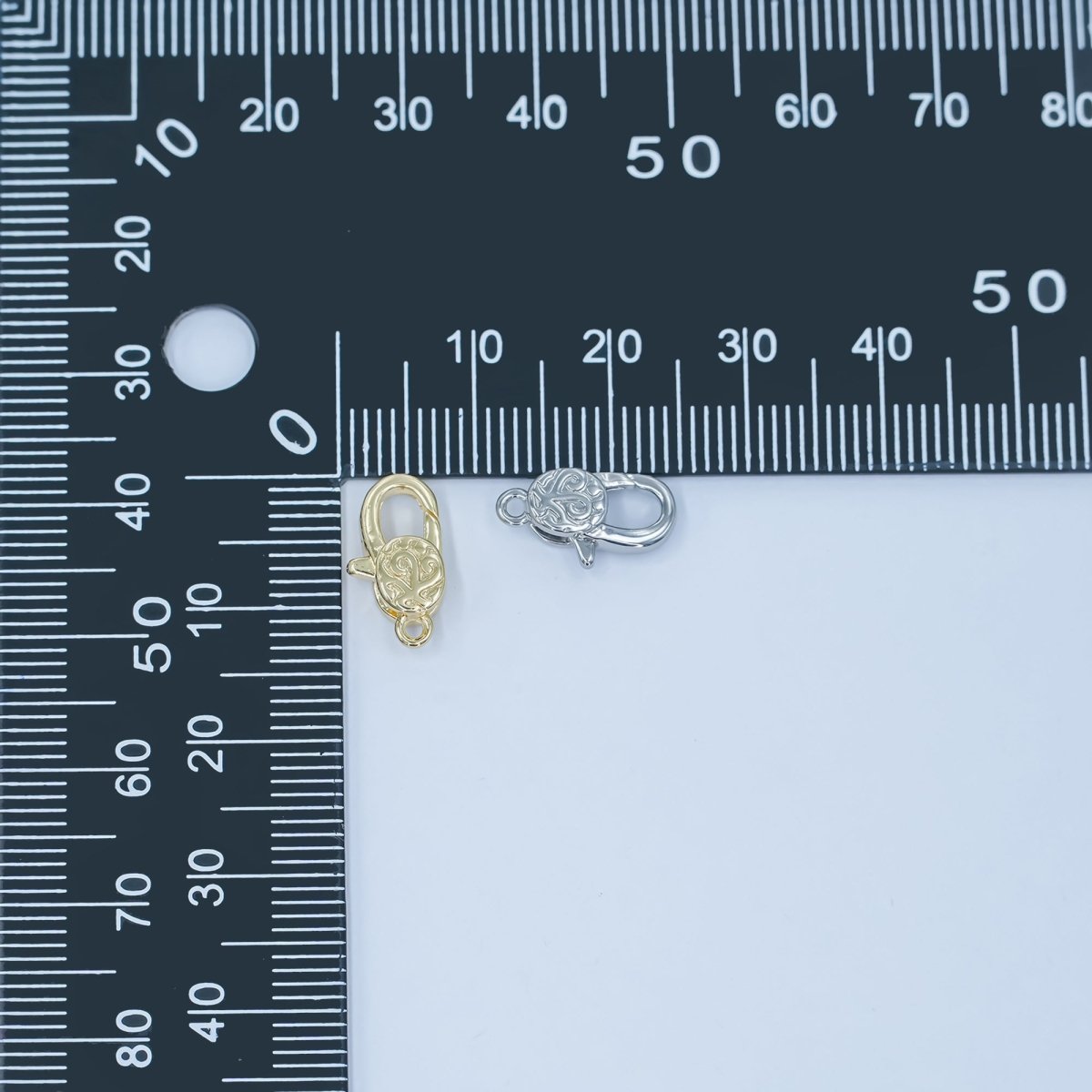 24K Gold Filled 13mm Artisan Engraved Lobster Claw Clasp Closure Finding in Gold & Silver | Z1139 - DLUXCA