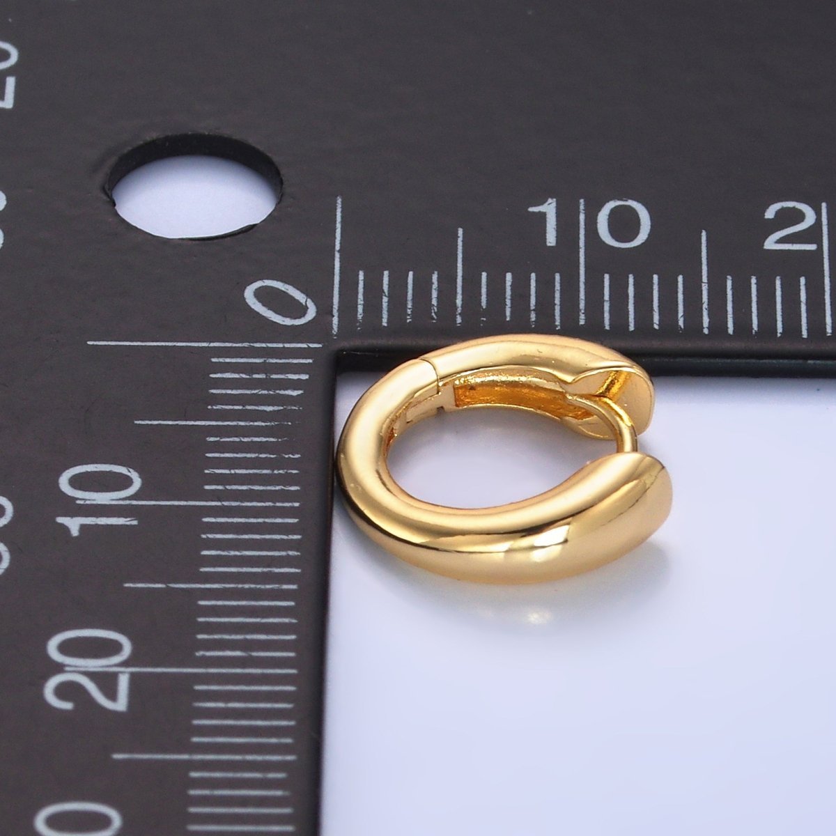 24K Gold Filled 13mm Band Minimalist Cartilage Huggie Earring in Gold & Silver | AB979 AB980 - DLUXCA