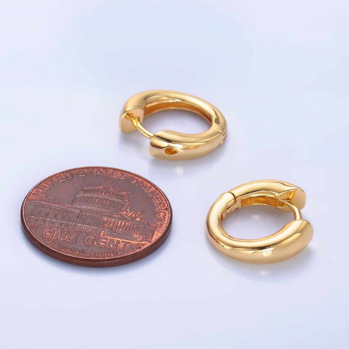 24K Gold Filled 13mm Band Minimalist Cartilage Huggie Earring in Gold & Silver | AB979 AB980 - DLUXCA