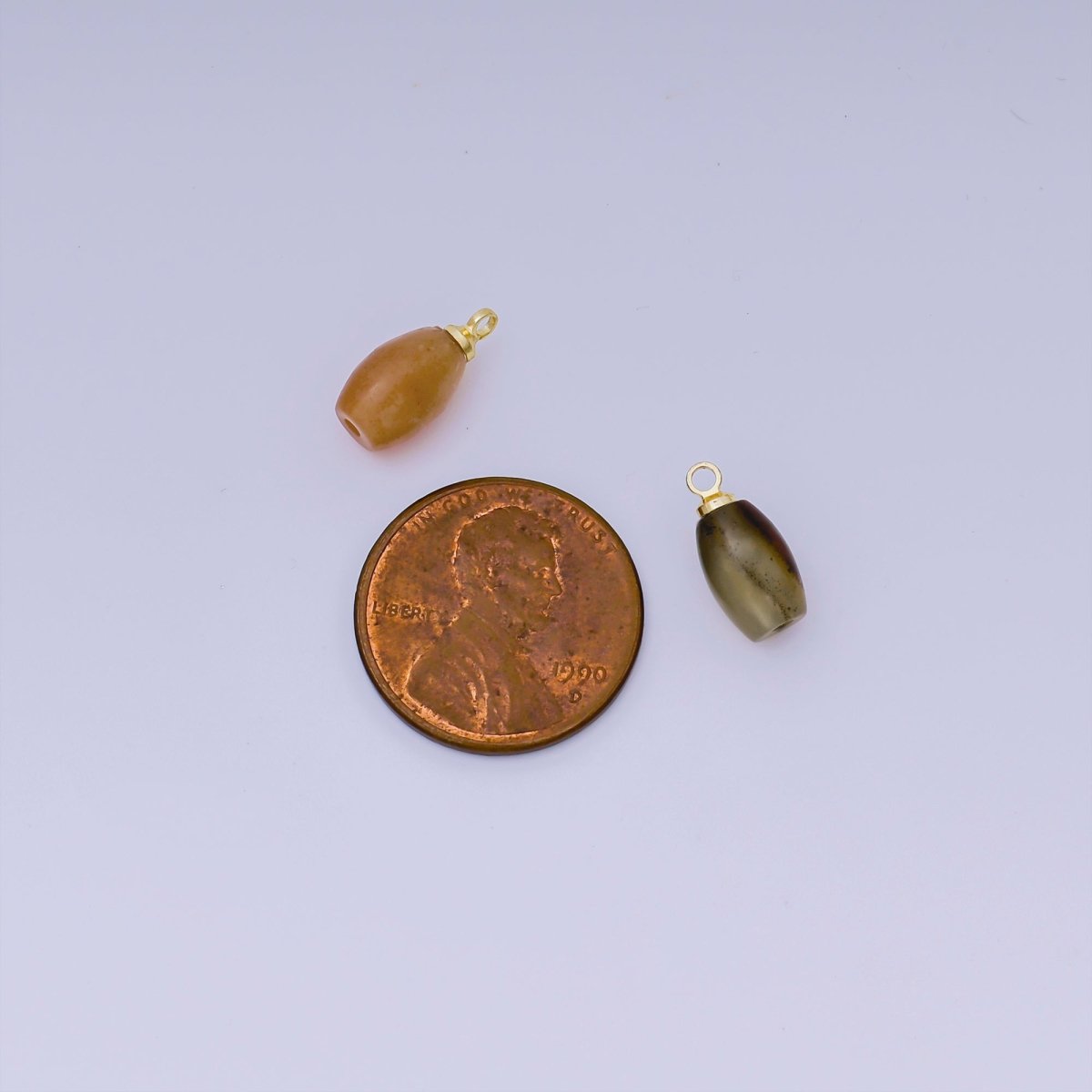 24K Gold Filled 13mm Brown Glass Art Capsule Oval Drop Charm | AJ - 490 - DLUXCA