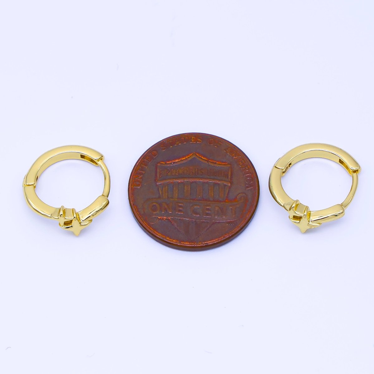 24K Gold Filled 13mm Celestial Star Huggie Earrings in Gold & Silver | AB1660 AB1661 - DLUXCA