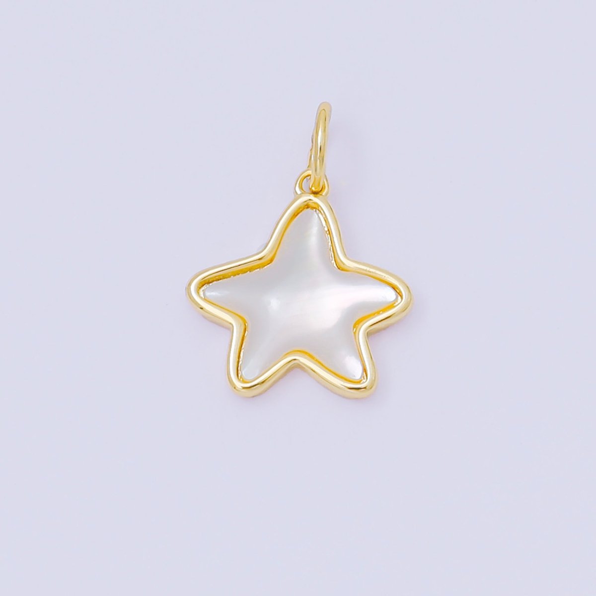 24K Gold Filled 13mm Celestial Star Shell Pearl Charm | M829 - DLUXCA