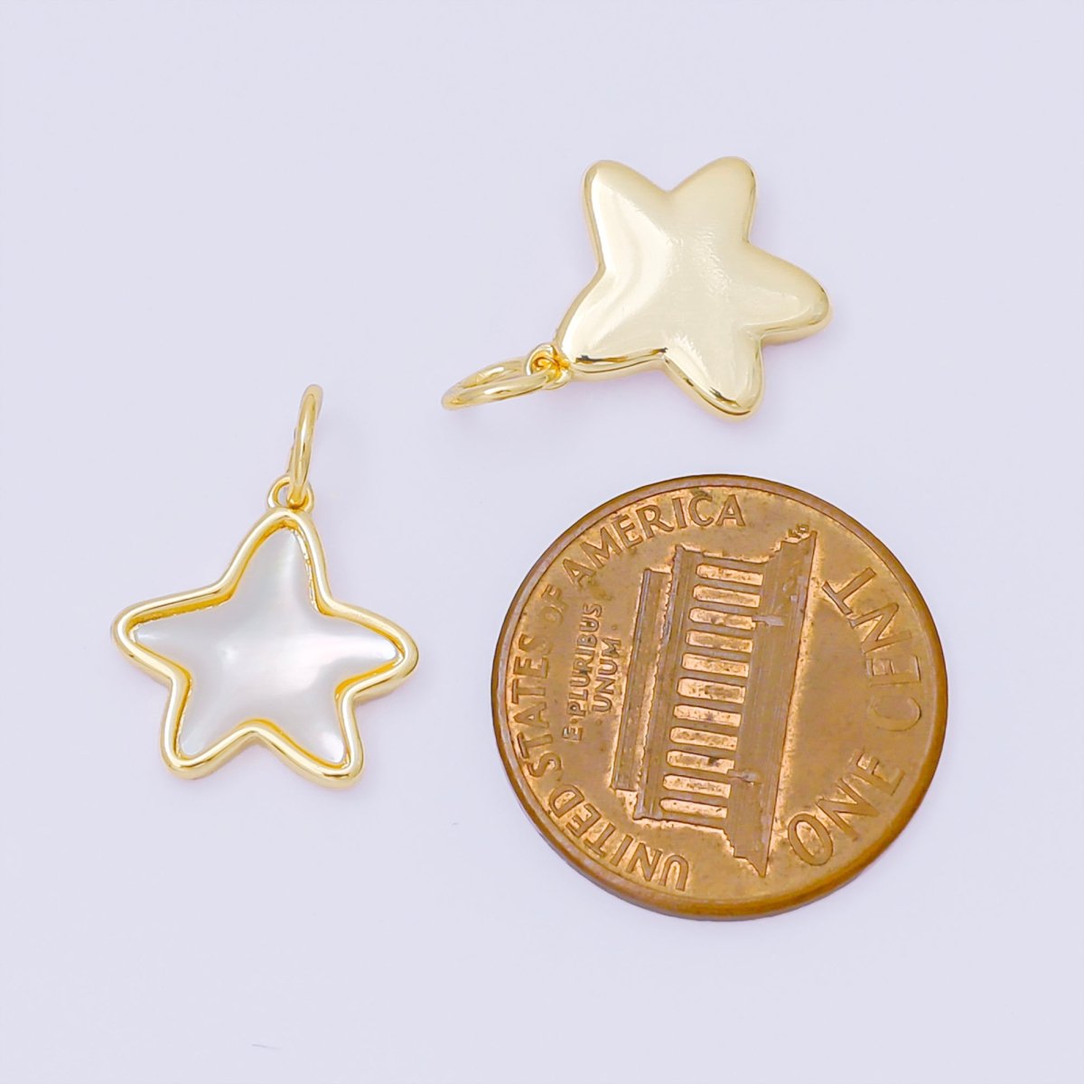 24K Gold Filled 13mm Celestial Star Shell Pearl Charm | M829 - DLUXCA