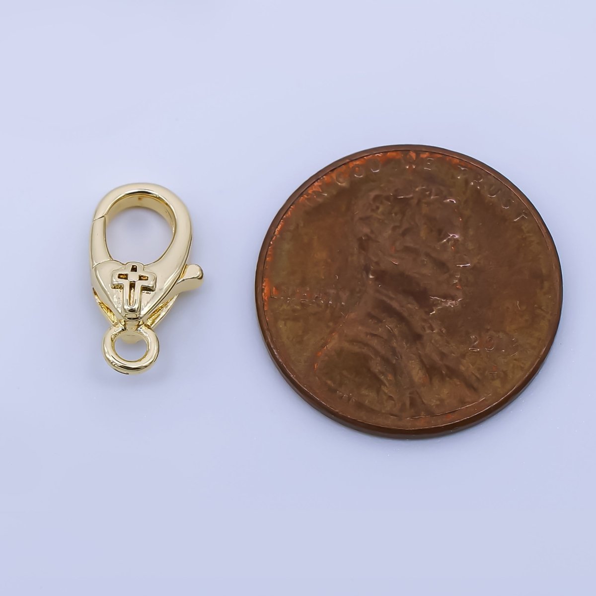 24K Gold Filled 13mm Christian Cross Lobster Clasp Charm Finding | Z1323 - DLUXCA