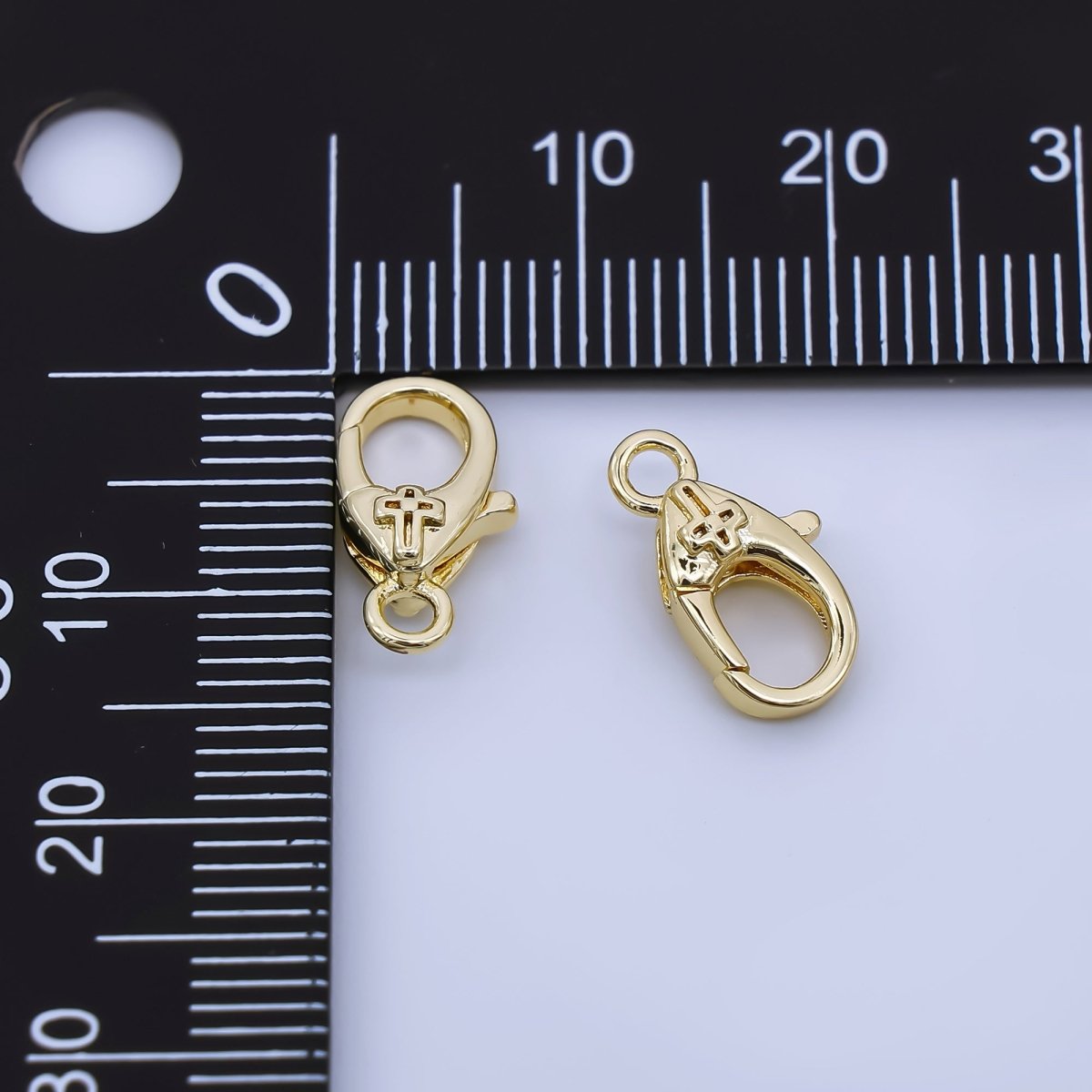 24K Gold Filled 13mm Christian Cross Lobster Clasp Charm Finding | Z1323 - DLUXCA