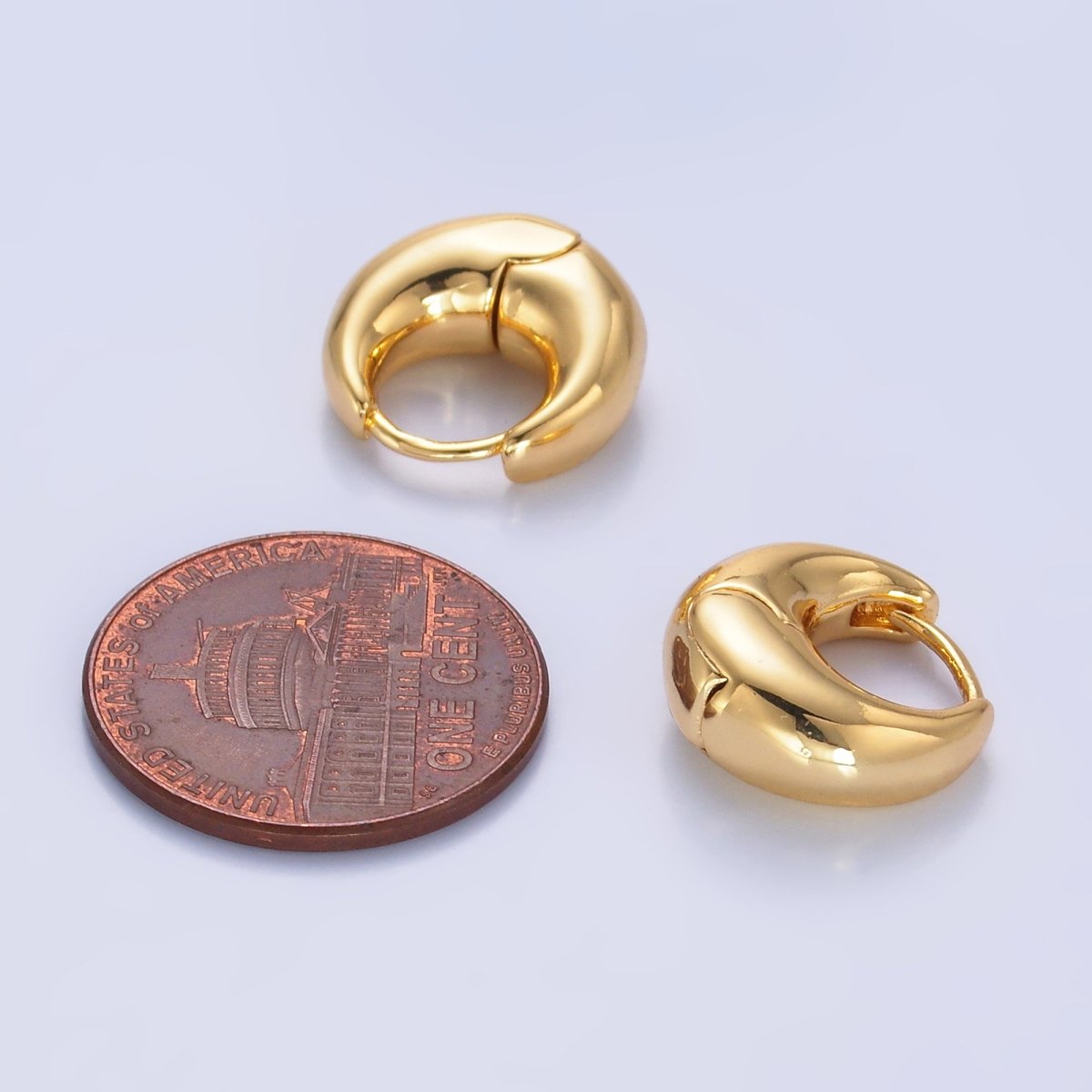 24K Gold Filled 13mm Chubby Minimalist Cartilage Huggie Earrings in Gold & Silver | AD158 AB1079 - DLUXCA