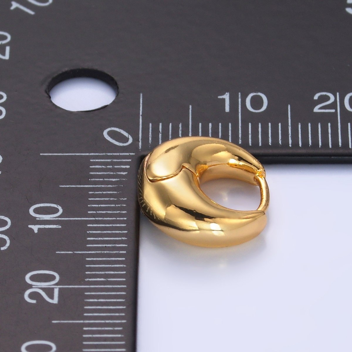 24K Gold Filled 13mm Chubby Minimalist Cartilage Huggie Earrings in Gold & Silver | AD158 AB1079 - DLUXCA