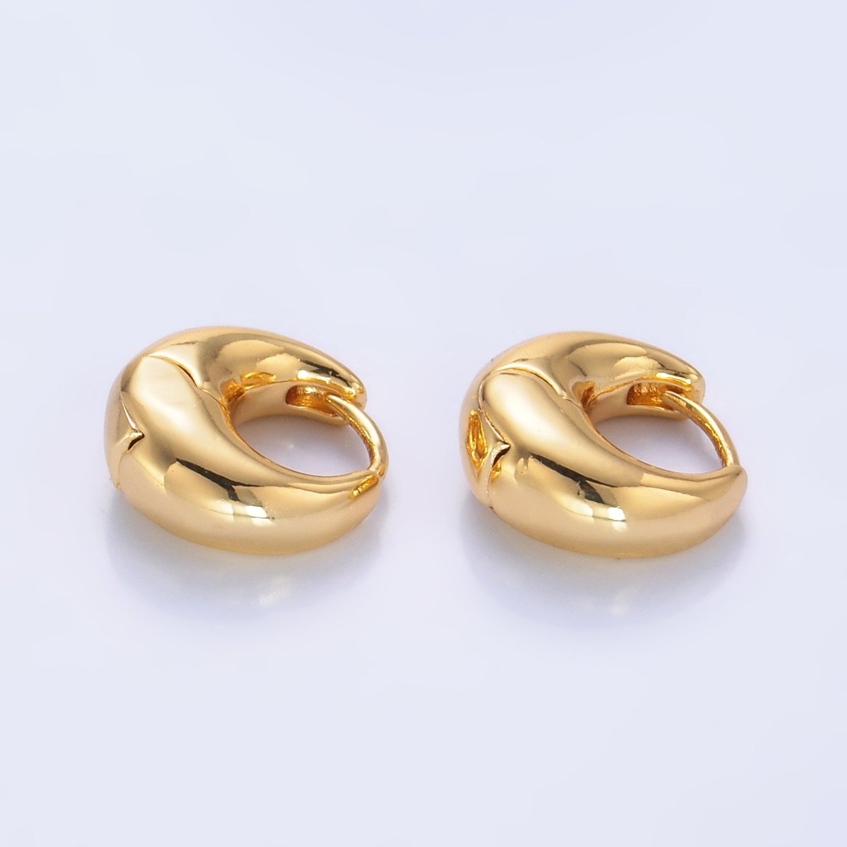 24K Gold Filled 13mm Chubby Minimalist Cartilage Huggie Earrings in Gold & Silver | AD158 AB1079 - DLUXCA