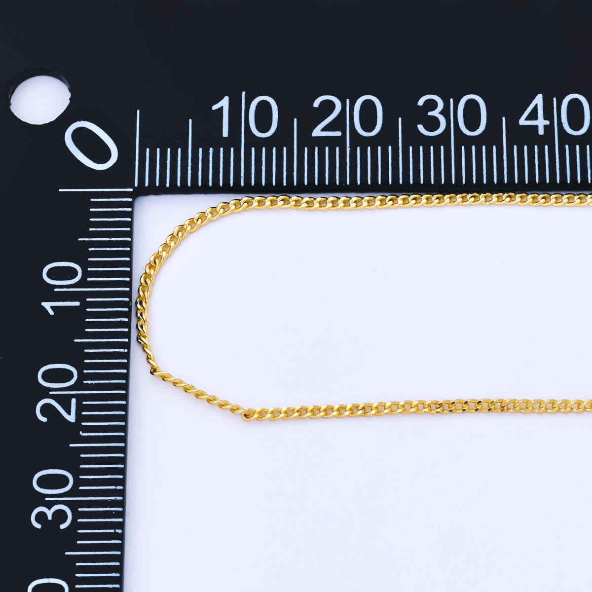 24K Gold Filled 1.3mm Dainty Minimalist Curb Unfinished Chain by Yard | Roll - 1748 - DLUXCA