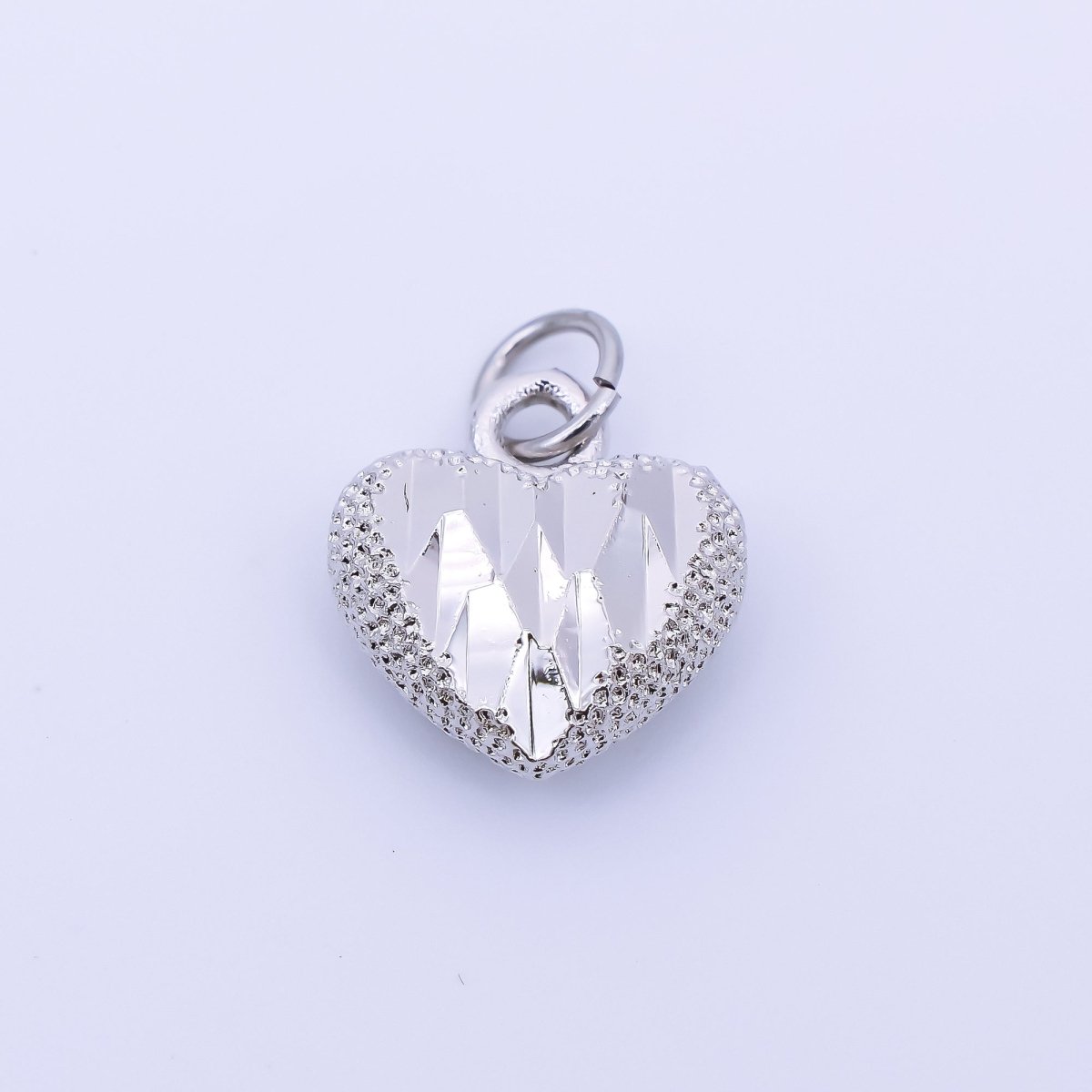 24K Gold Filled 13mm Dotted Textured Heart Charm in Gold & Silver | AC1601 - DLUXCA