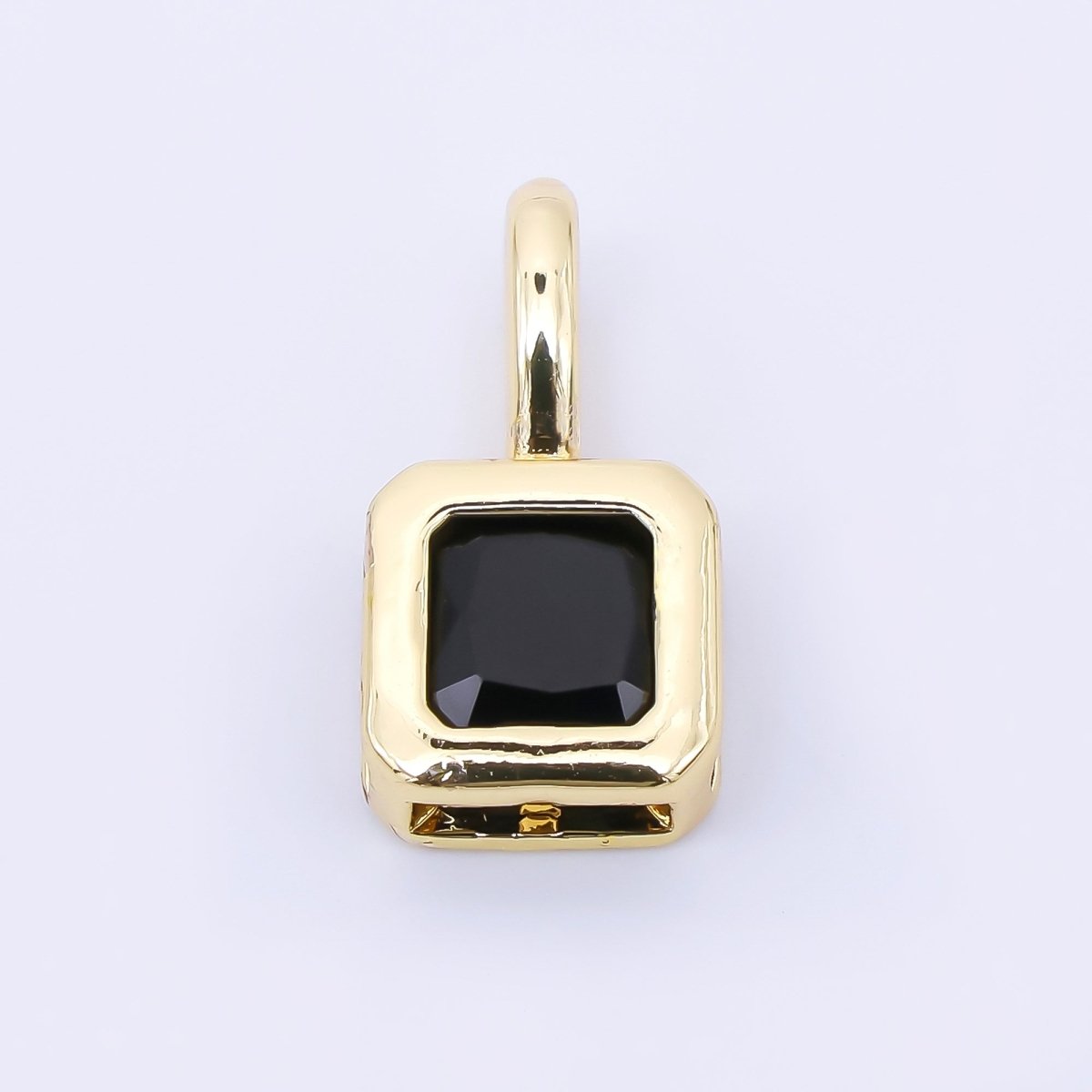 24K Gold Filled 13mm Green, Red, Black Square Baguette CZ Bezel Cut Charm | AA1630 - AA1632 - DLUXCA