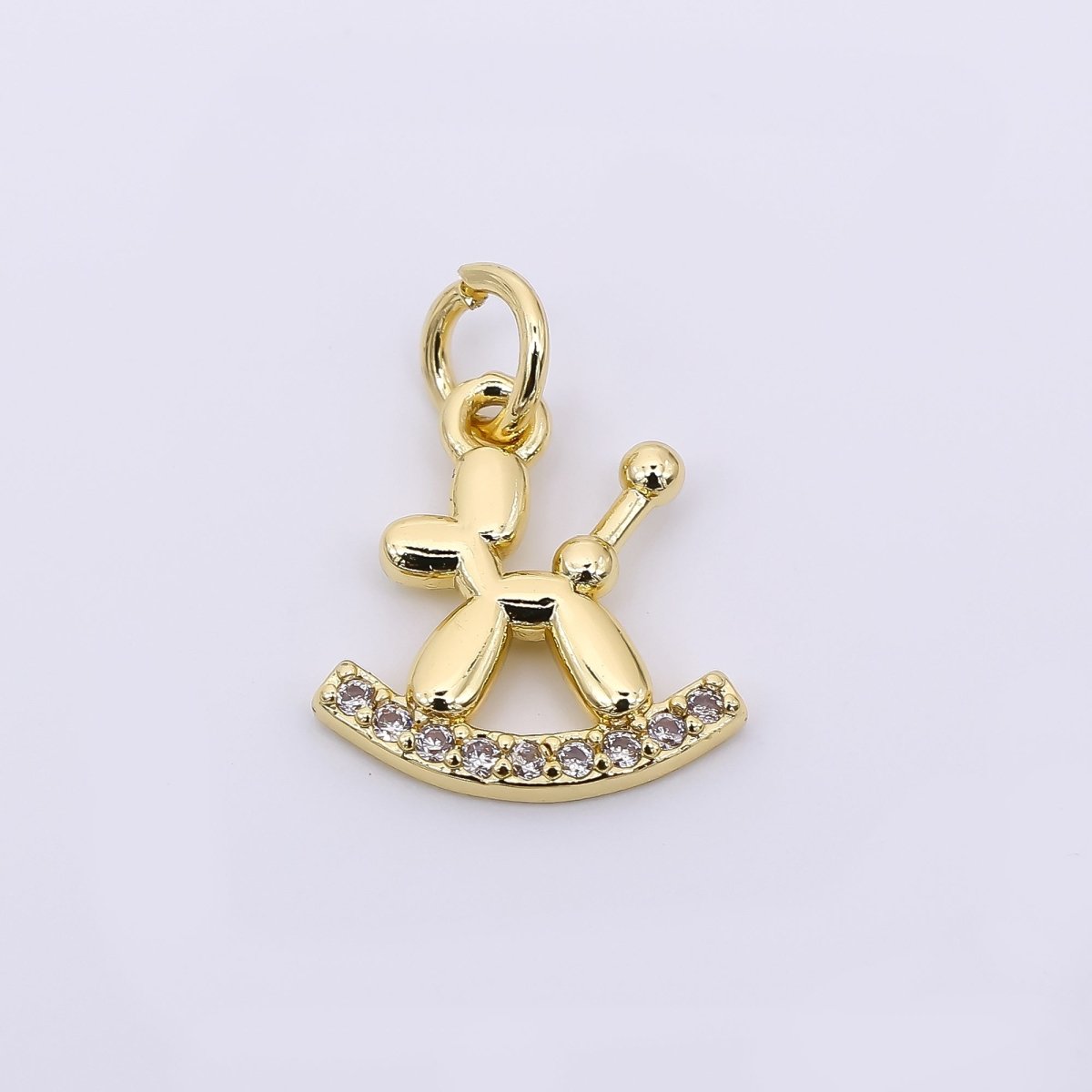 24K Gold Filled 13mm Micro Paved CZ Cute Balloon Dog Charm | AH - 578 - DLUXCA