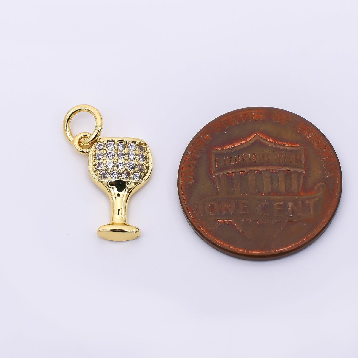 24K Gold Filled 13mm Micro Paved CZ Glass of Wine Charm | AH - 575 - DLUXCA