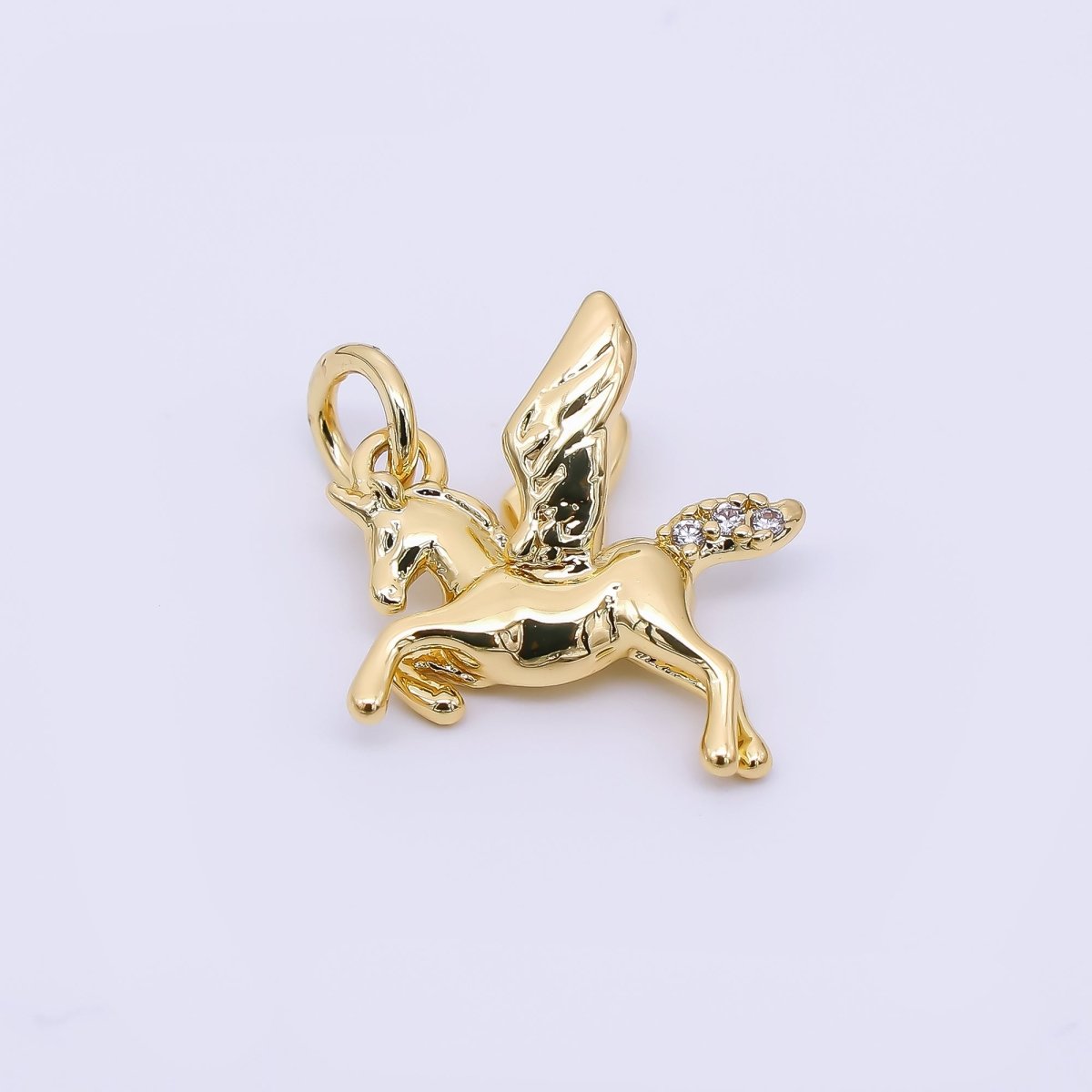 24K Gold Filled 13mm Pegasus Unicorn Horse Animal Charm in Gold & Silver | AH - 552 - DLUXCA