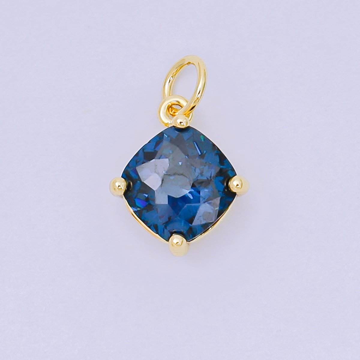 24K Gold Filled 13mm Rectangle Multicolor CZ Curvy Square Drop Charm | AC - 1561 - AC - 1567 - DLUXCA