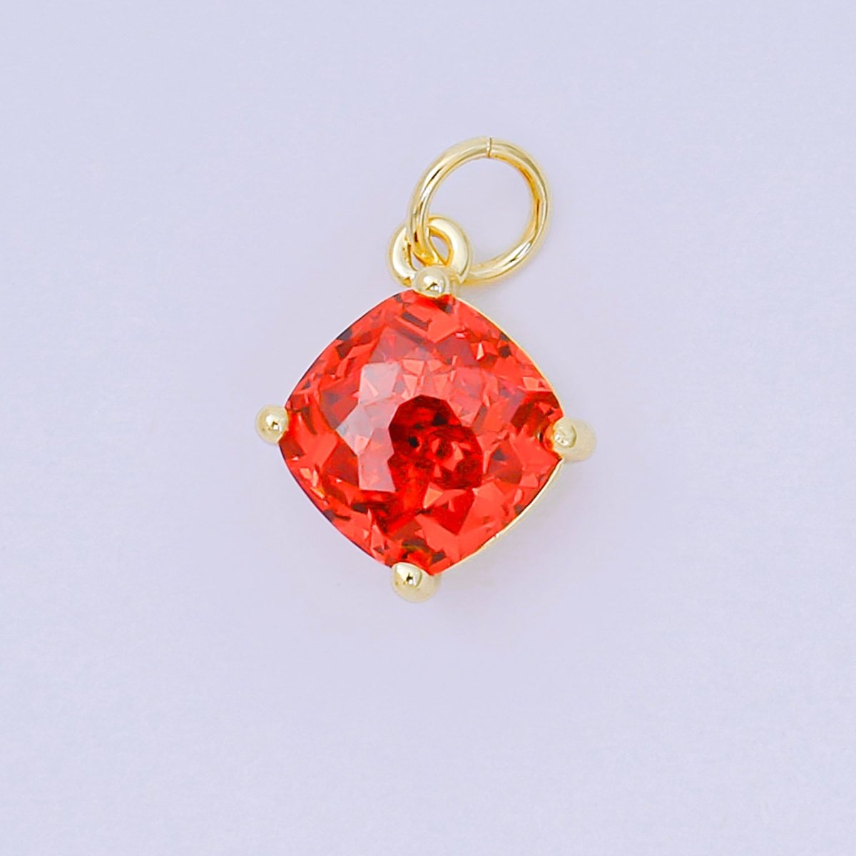 24K Gold Filled 13mm Rectangle Multicolor CZ Curvy Square Drop Charm | AC - 1561 - AC - 1567 - DLUXCA