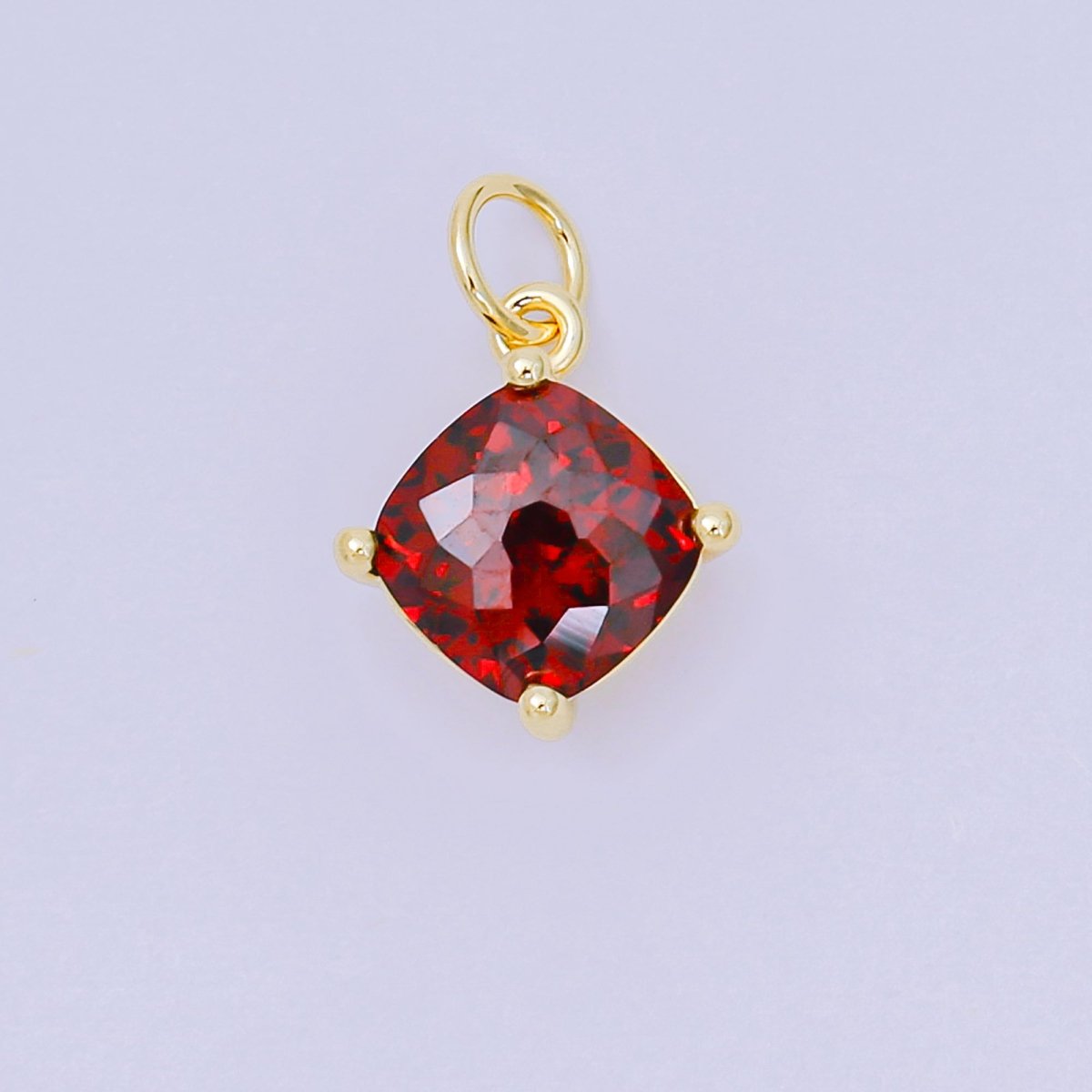 24K Gold Filled 13mm Rectangle Multicolor CZ Curvy Square Drop Charm | AC - 1561 - AC - 1567 - DLUXCA