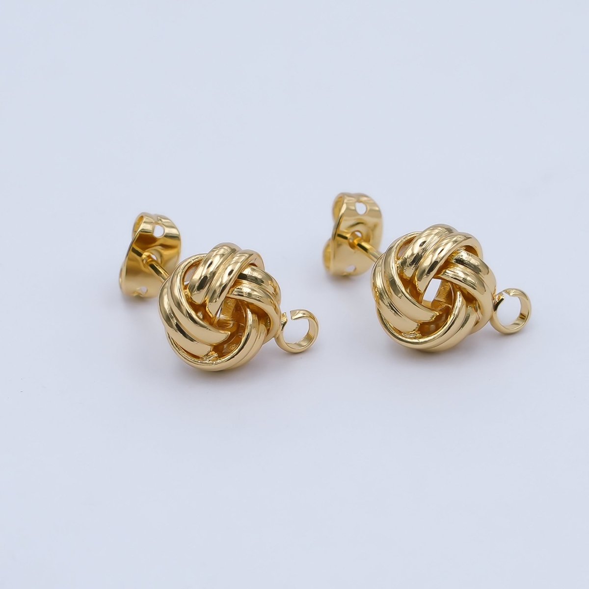 24K Gold Filled 13mm Twist & Knot Stud Half - Earrings Open Loop Earring Findings | Z1286 - DLUXCA