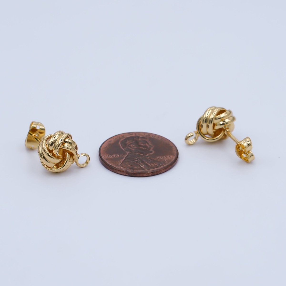 24K Gold Filled 13mm Twist & Knot Stud Half - Earrings Open Loop Earring Findings | Z1286 - DLUXCA