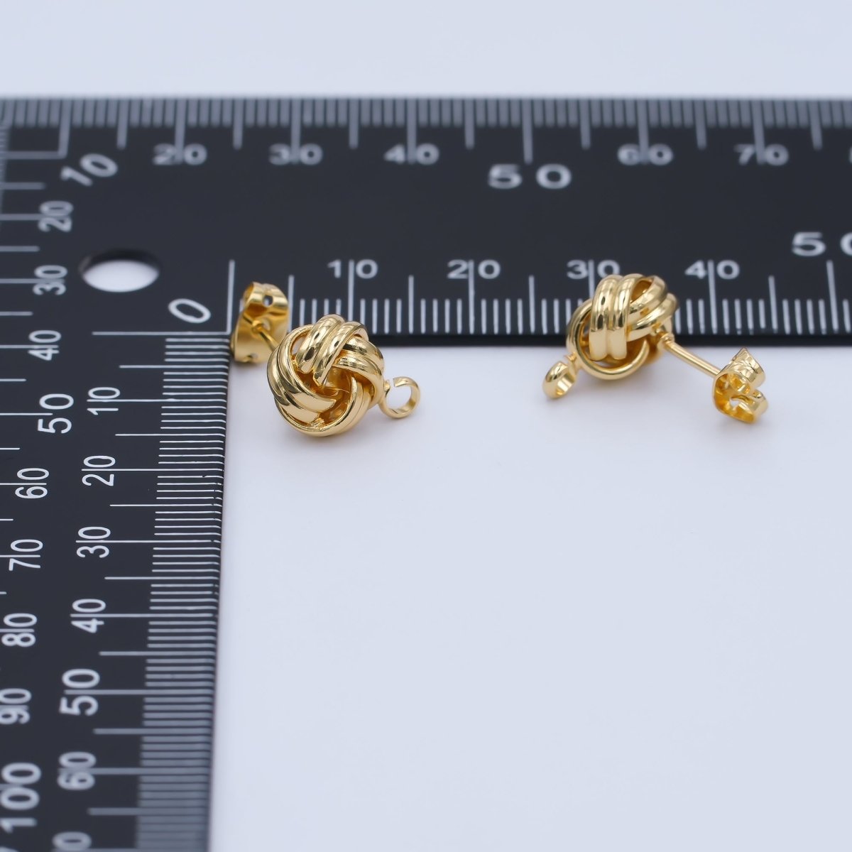 24K Gold Filled 13mm Twist & Knot Stud Half - Earrings Open Loop Earring Findings | Z1286 - DLUXCA