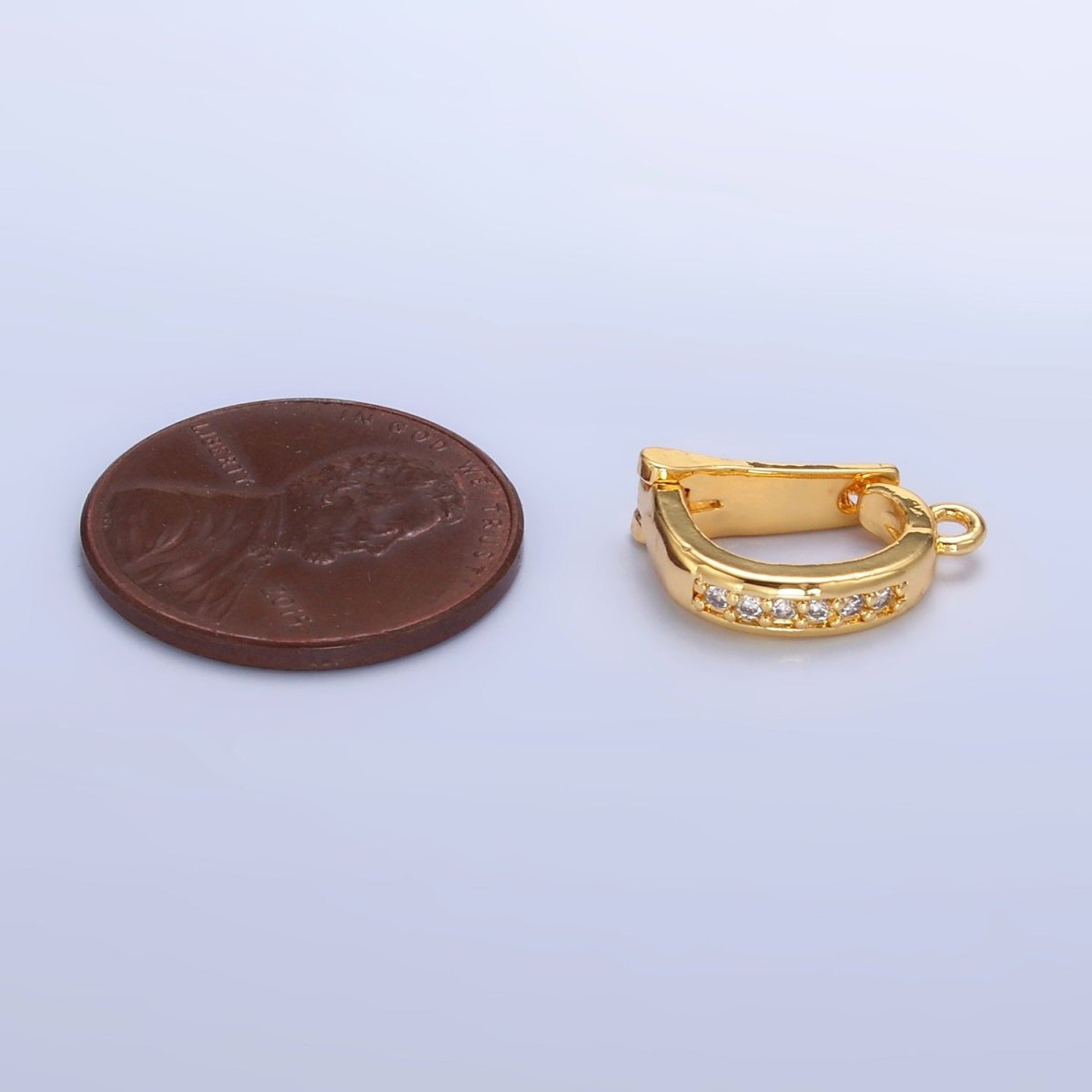 24K Gold Filled 14.5mm Micro Paved CZ Snap Latch Bail Finding | Z1087 - DLUXCA