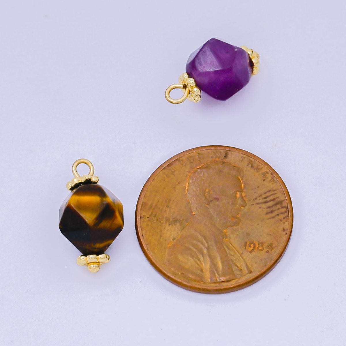 24K Gold Filled 14mm Acrylic Art Mystical Round Charm in Purple, Black, & Blue | AH - 659 AH - 660 - DLUXCA