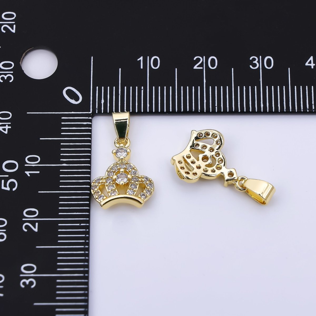 24K Gold Filled 14mm Micro Paved CZ Empire Palace Crown Pendant | AH - 538 - DLUXCA