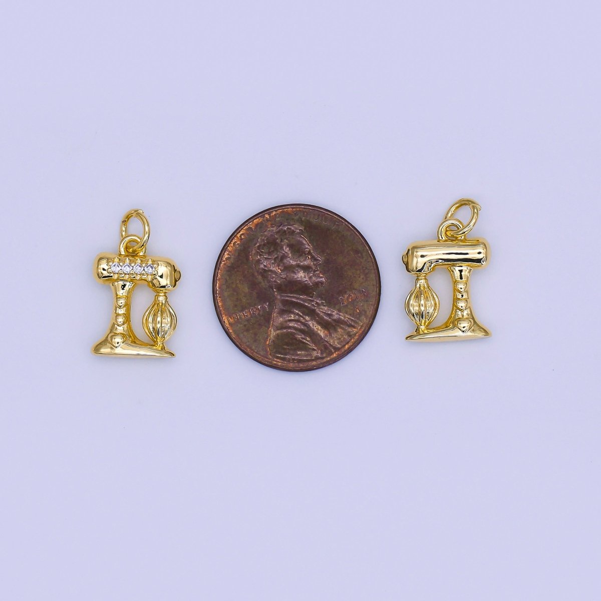 24K Gold Filled 14mm Micro Paved CZ Kitchen Mixer Charm | AJ316 - DLUXCA