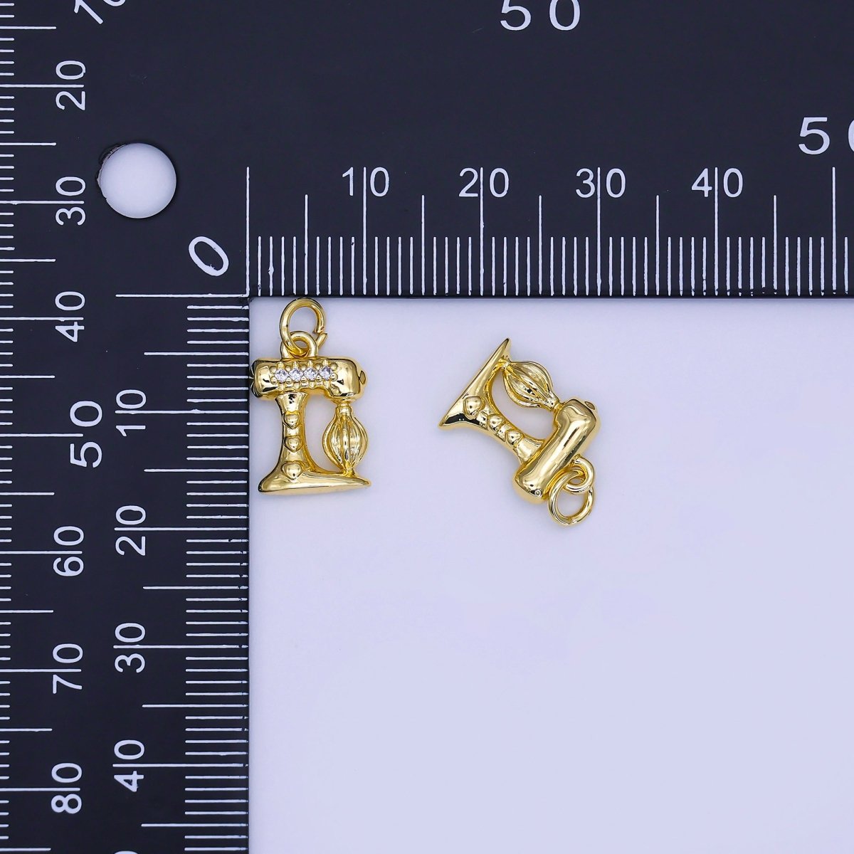 24K Gold Filled 14mm Micro Paved CZ Kitchen Mixer Charm | AJ316 - DLUXCA