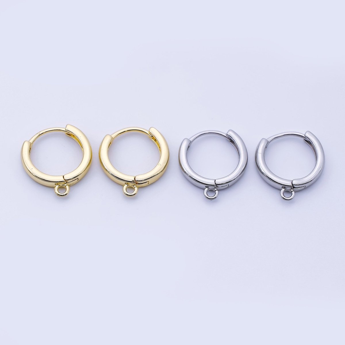 24K Gold Filled 14mm Minimalist Drop Huggie Findings in Gold & Silver | Z1514 Z1515 - DLUXCA