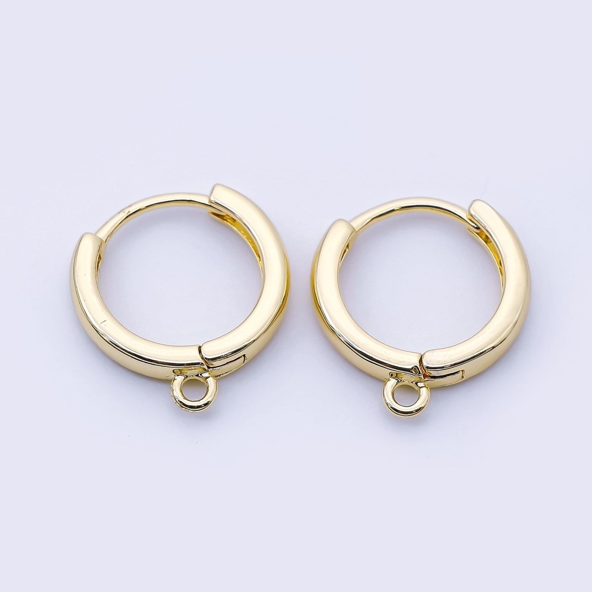 24K Gold Filled 14mm Minimalist Drop Huggie Findings in Gold & Silver | Z1514 Z1515 - DLUXCA