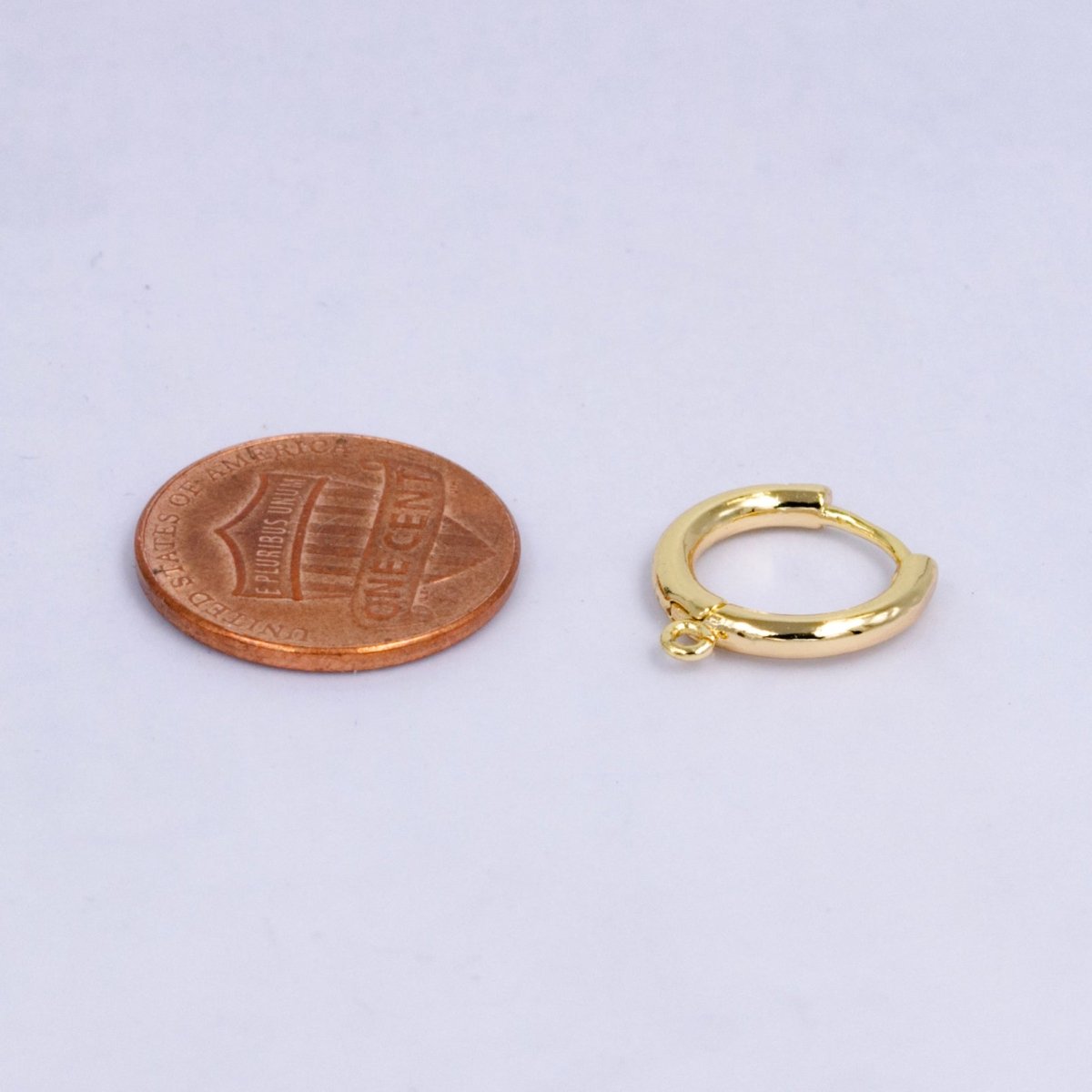 24K Gold Filled 14mm Minimalist Open Loop Drop Huggie Earring Findings | Z1023 - DLUXCA
