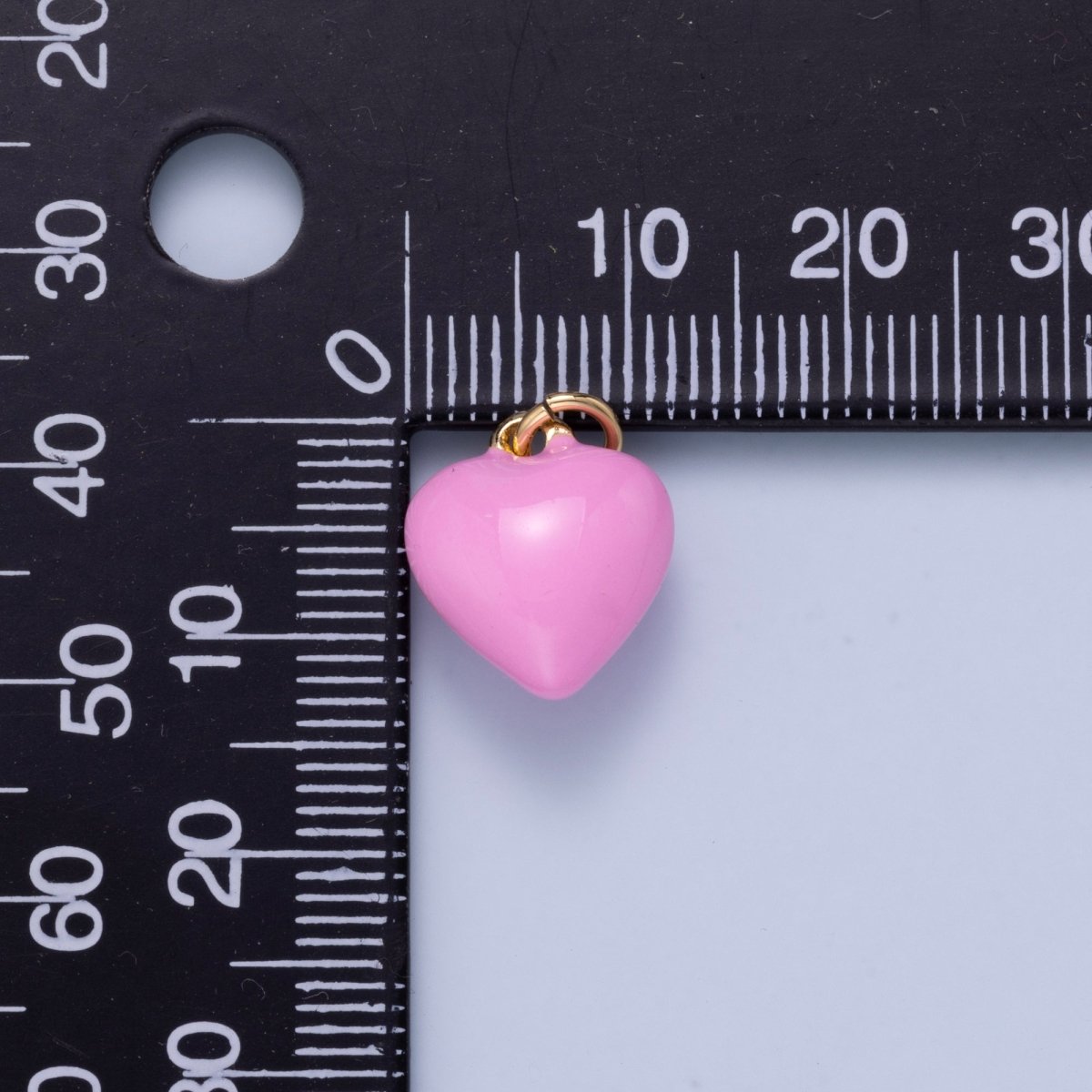 24K Gold Filled 14mm Pink Enamel Chubby Heart Charm | Charms - 00937 - DLUXCA