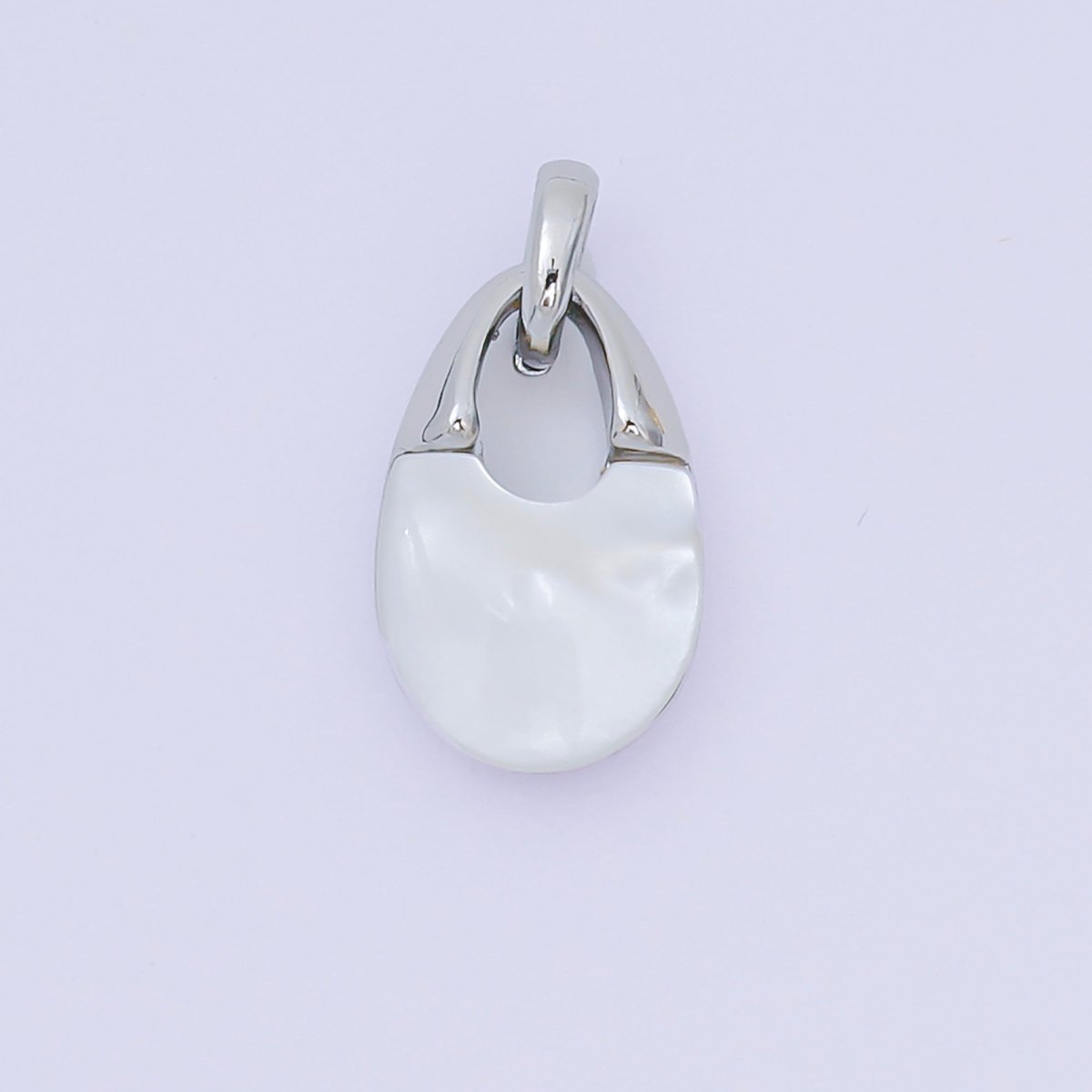 24K Gold Filled 14mm Shell Pearl Mini Padlock Charm Abstract Pendant in Gold & Silver | AA - 1582 - DLUXCA