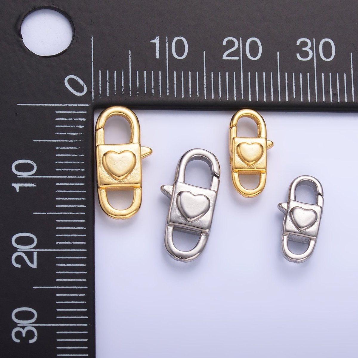 24K Gold Filled 15.5mm, 12.5mm Heart Oblong Lobster Clasps Closure Findings in Gold & Silver | Z1081 Z1082 - DLUXCA