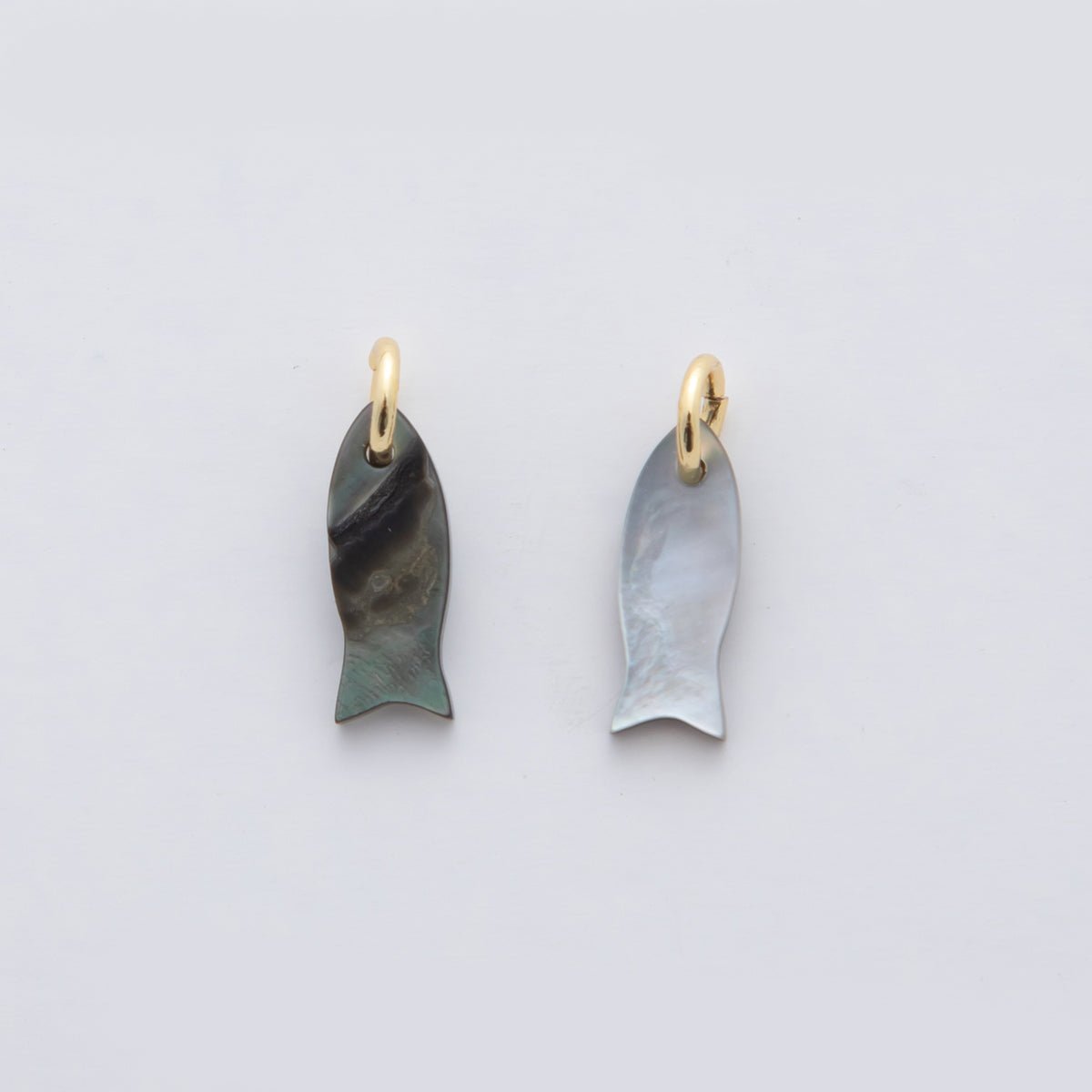 24K Gold Filled 15mm Abalobe Gemstone Fish Charm | D264 - DLUXCA