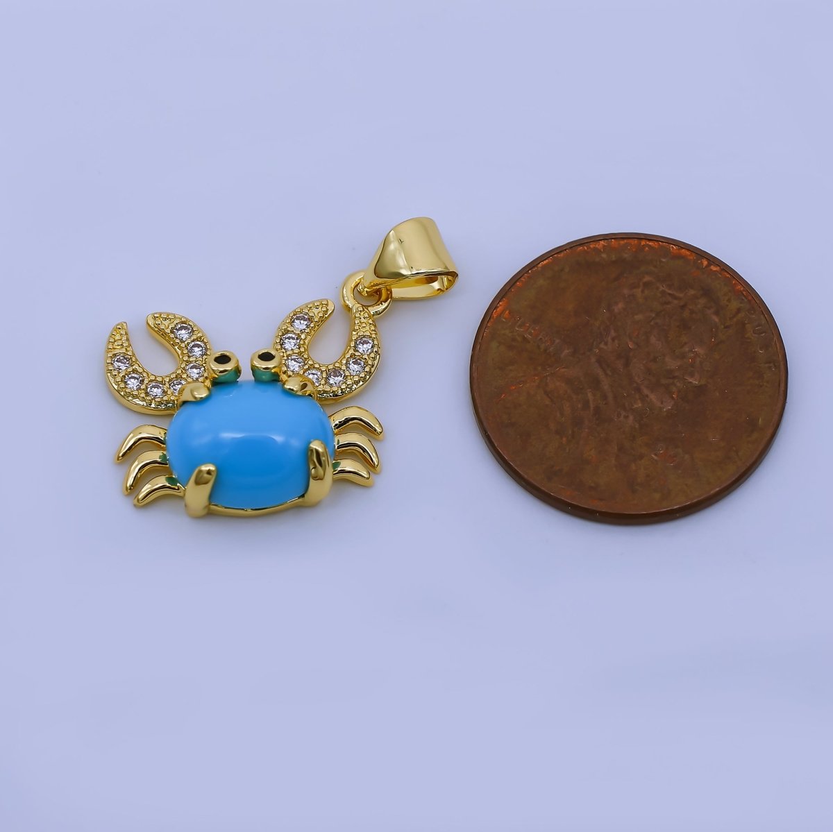 24K Gold Filled 15mm Cancer Crab Animal Pendant in Blue, Green, & Red | AH - 529 - DLUXCA