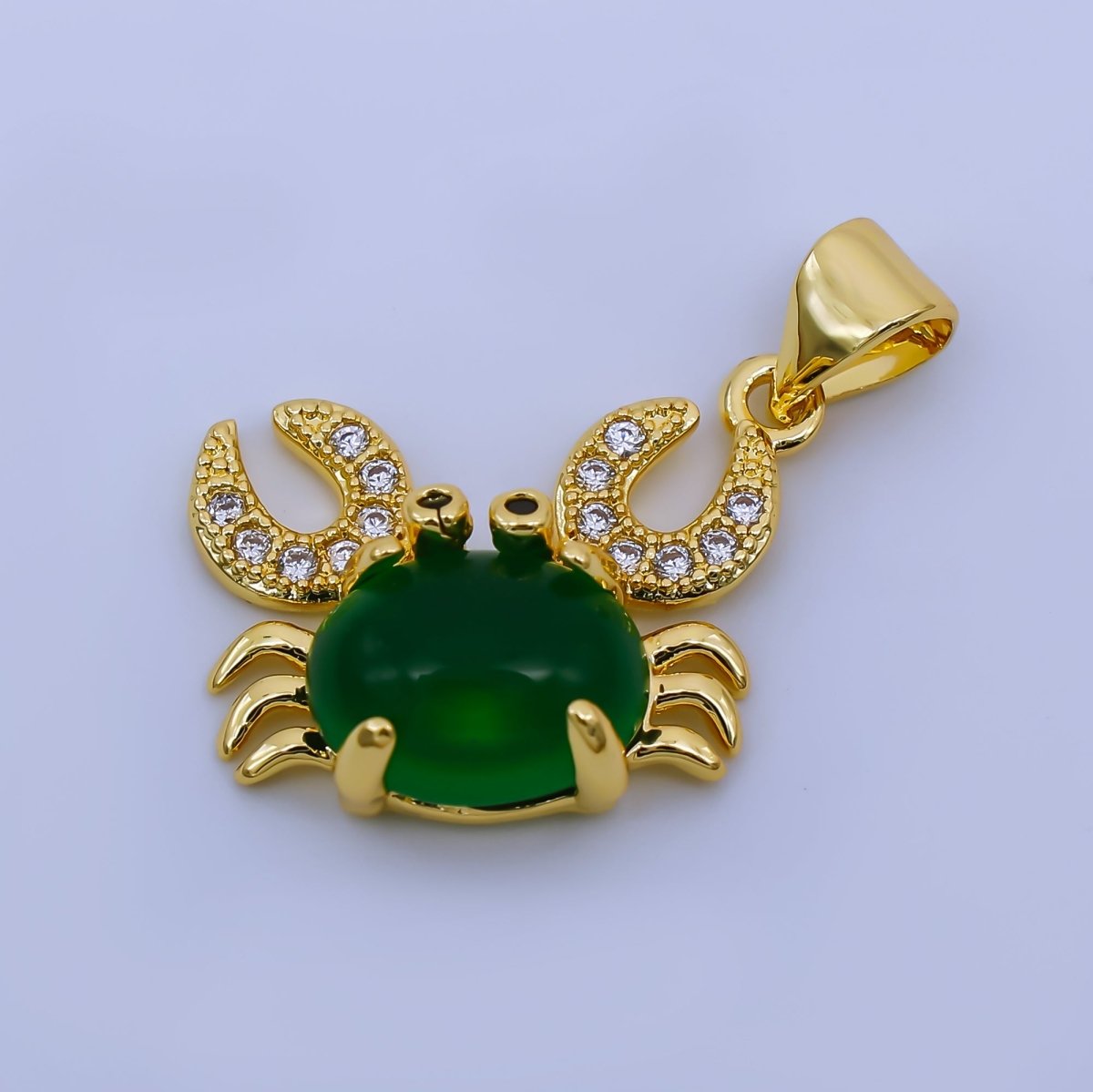 24K Gold Filled 15mm Cancer Crab Animal Pendant in Blue, Green, & Red | AH - 529 - DLUXCA