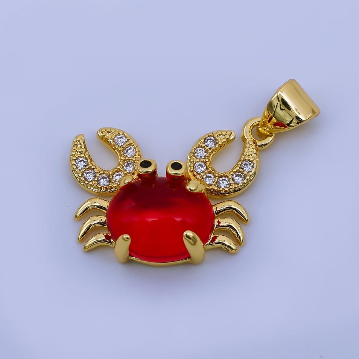 24K Gold Filled 15mm Cancer Crab Animal Pendant in Blue, Green, & Red | AH - 529 - DLUXCA