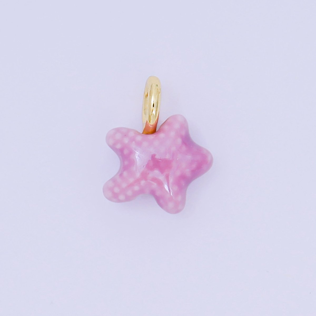 24K Gold Filled 15mm Ceramic Art Pastel Polkadot Star Charm in Blue, Green, & Purple | D - 481 D - 512 - DLUXCA