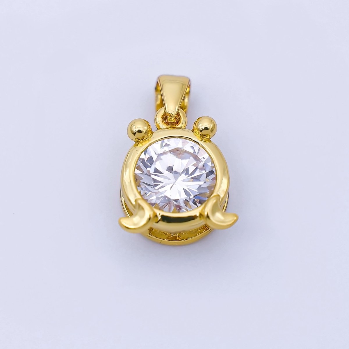 24K Gold Filled 15mm Clear CZ Zodiac Sign Pendant | A1352 - A1357 - DLUXCA