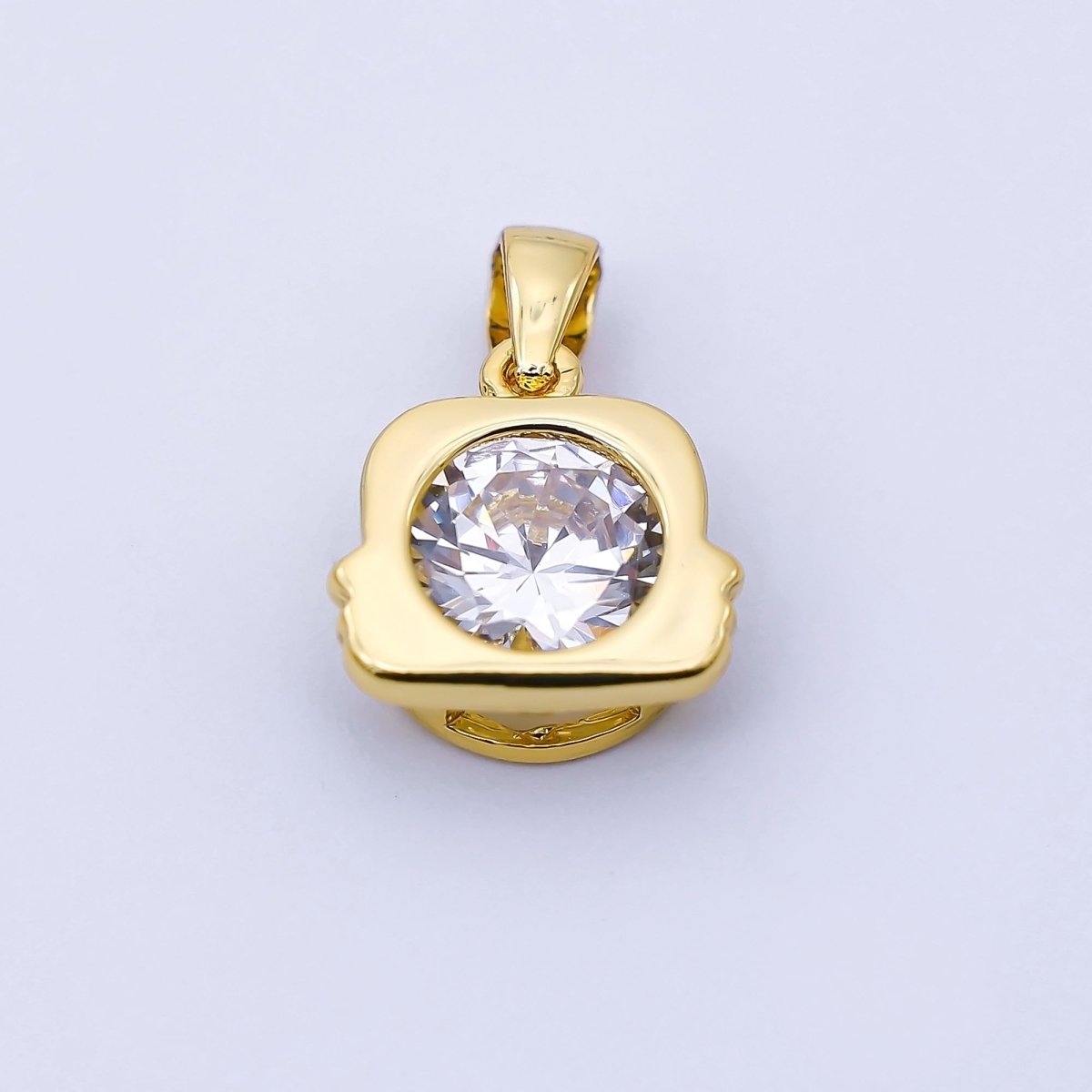 24K Gold Filled 15mm Clear CZ Zodiac Sign Pendant | A1352 - A1357 - DLUXCA