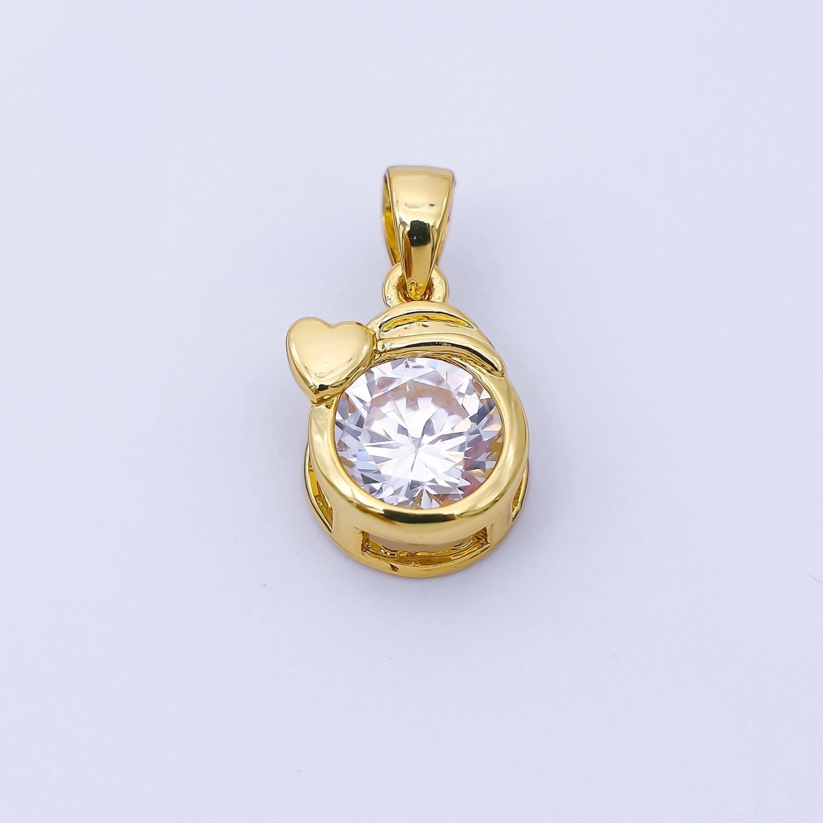 24K Gold Filled 15mm Clear CZ Zodiac Sign Pendant | A1352 - A1357 - DLUXCA