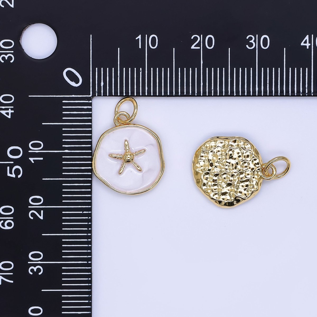 24K Gold Filled 15mm Enamel Floating Sea Starfish Charm in Blue & White | AF - 527 - DLUXCA